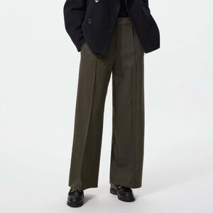Uniqlo Women's Jersey Wide Pants Olive XS Work Trousers